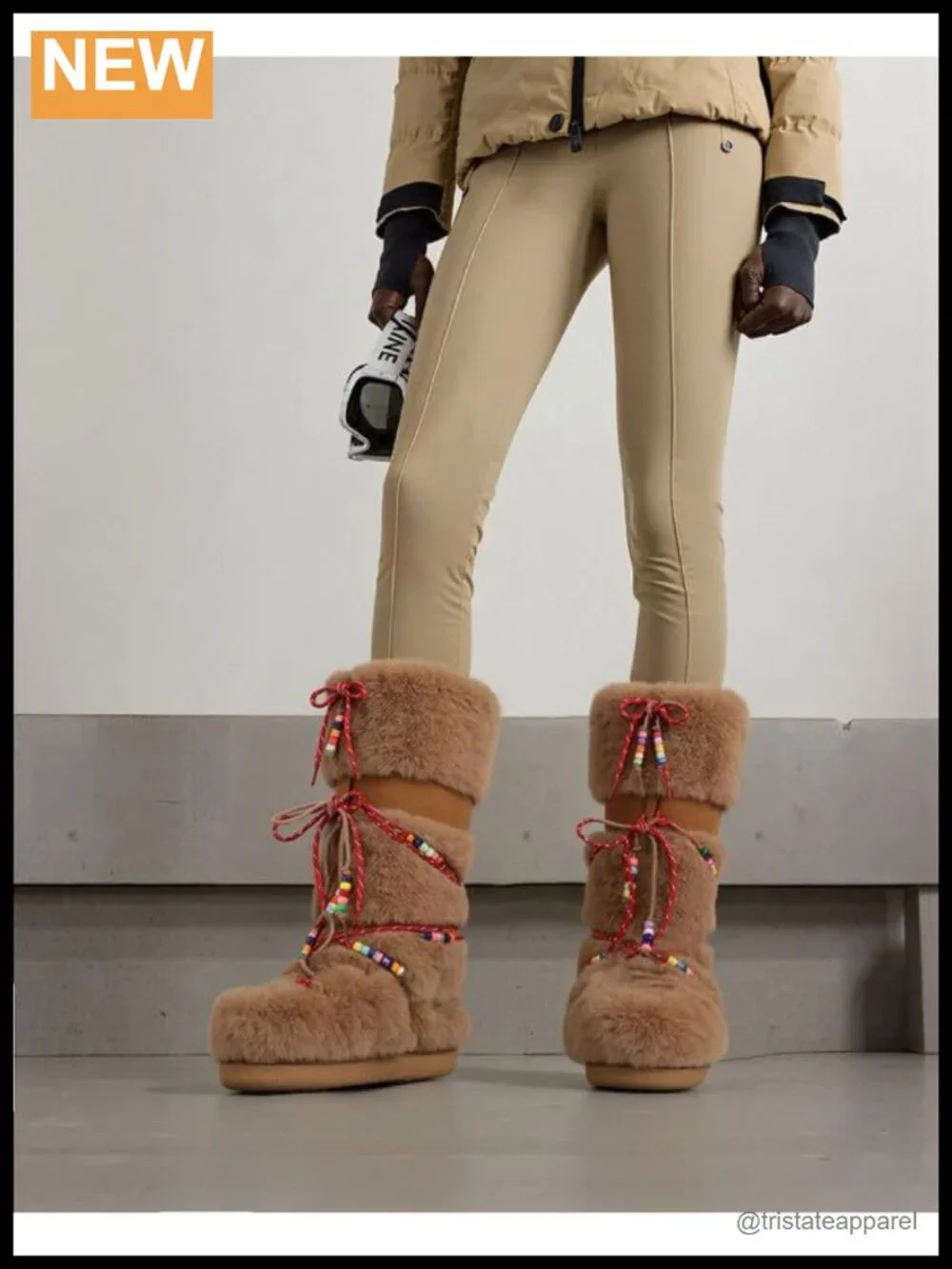Faux Fur Knee High Snow Boots Women Fuzzy Winter Mid-Calf Lace-Up